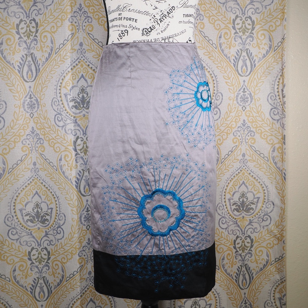 Monsoon Beaded Cotton Floral Skirt - Size 4